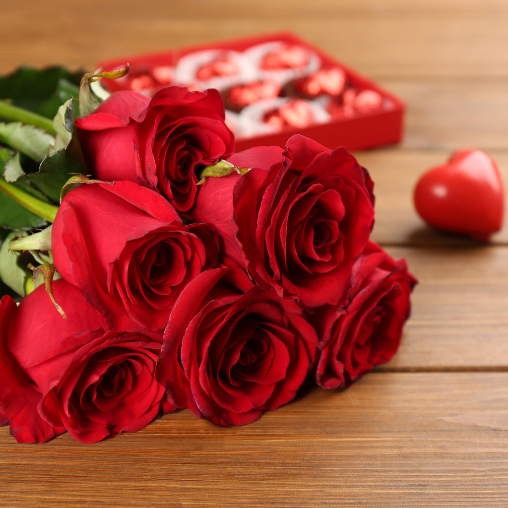 Valentines gift of beautiful red roses. Valentines or anniversary gift of a  bunch of beautiful fragrant red roses for love