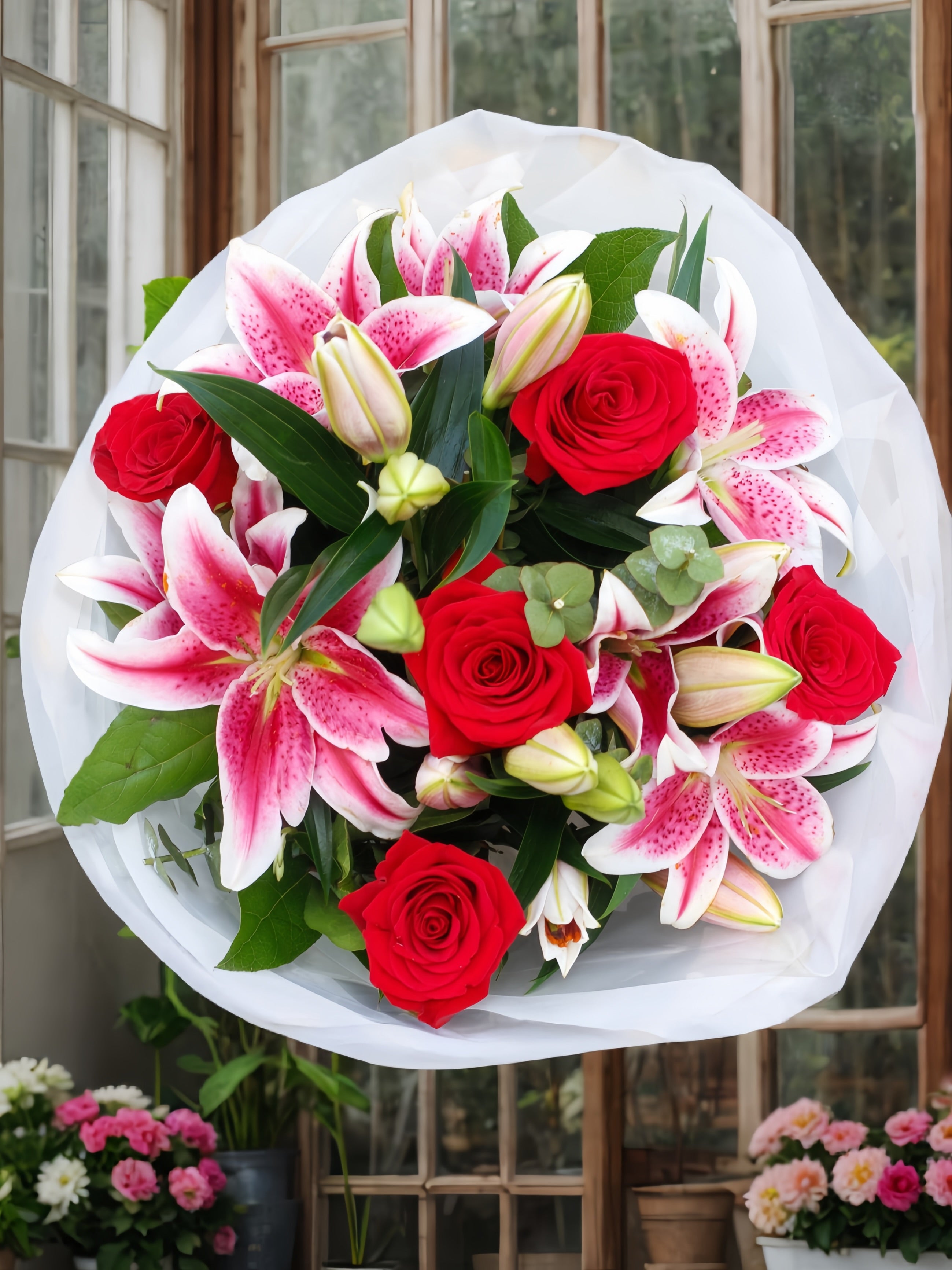 Red Rose and Lily Hand-tied | Go Dutch Flowers | Send Flowers
