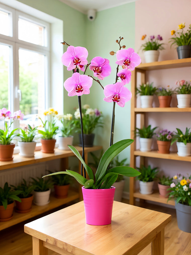 2-Stem Pink Orchid Plant
