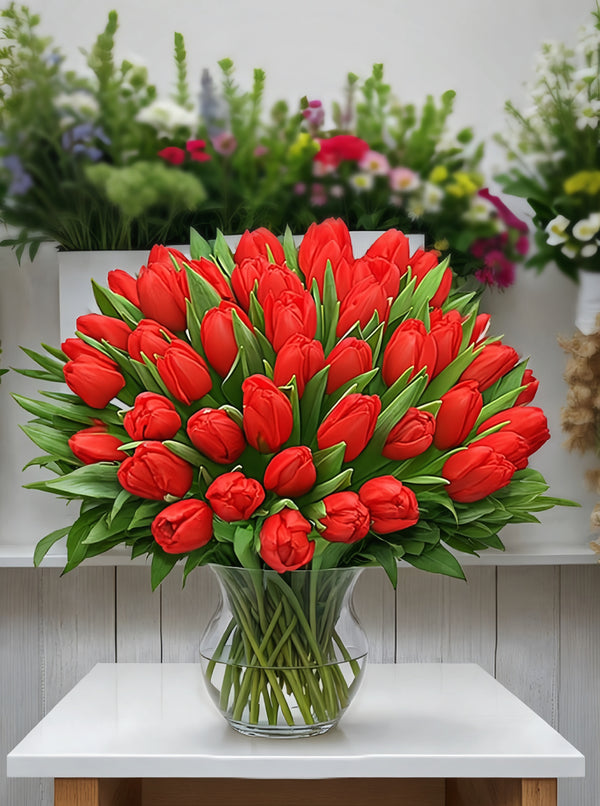 40 Red Tulips