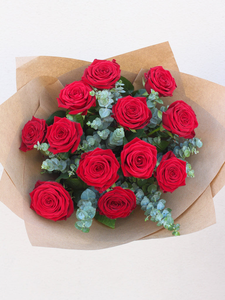 12 Red Rose Hand-tied