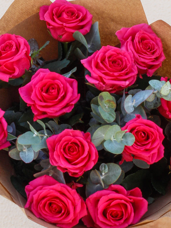 12 Pink Rose Hand-tied