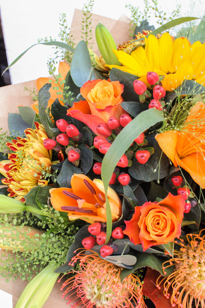 Orange Glow Bouquet and Chocolates