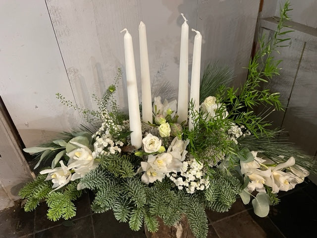 Winter Candle Long Table Arrangement